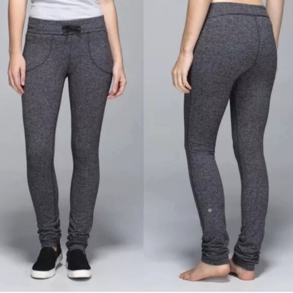 Lululemon Skinny Will Black Heathered  Herringbone Leggings 2